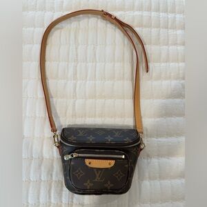 LV Monogram Crossbody Bag with Tan Strap